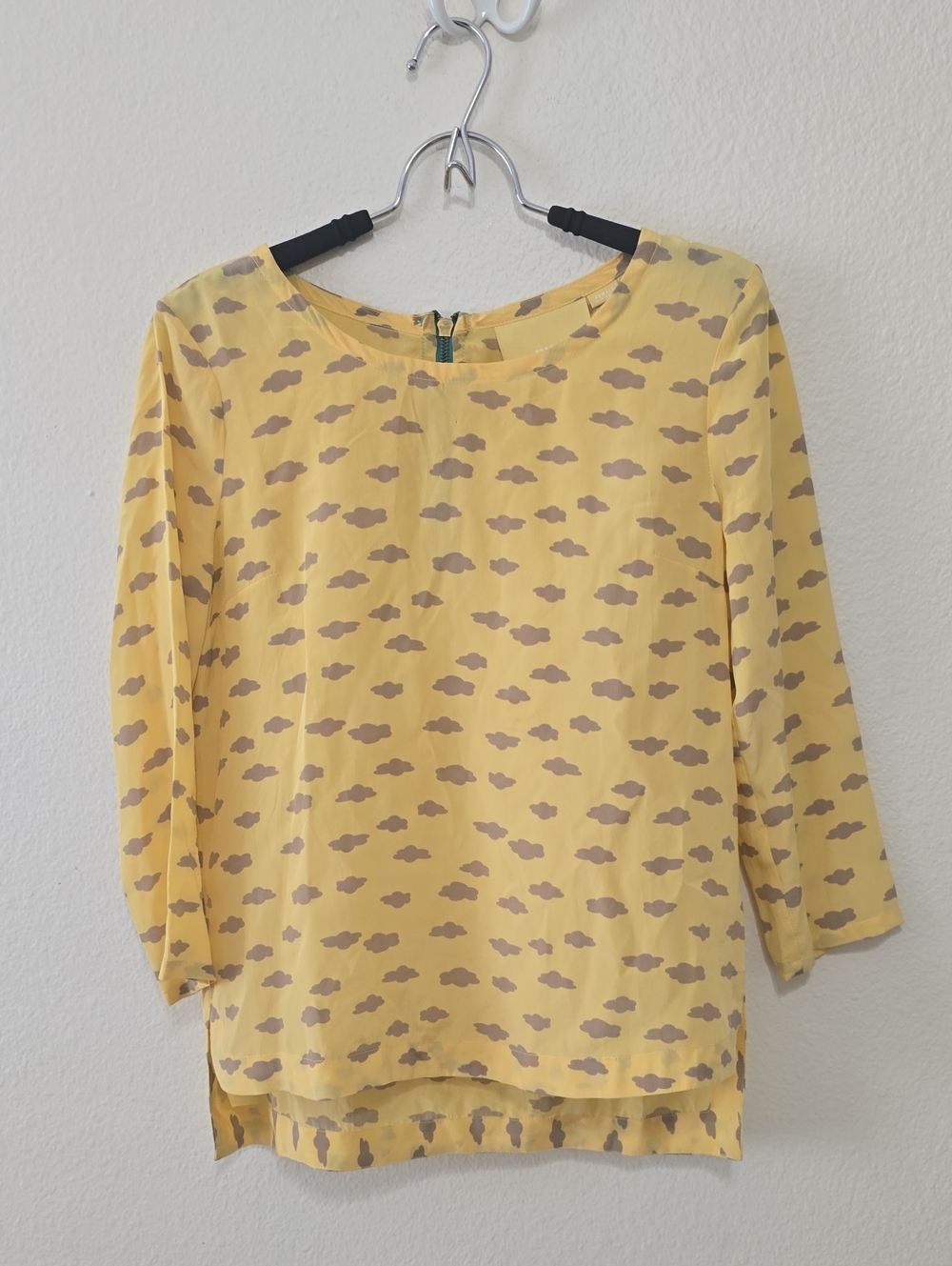 Maeve Yellow Cloud-Print Tunic Silk Blouse Xs